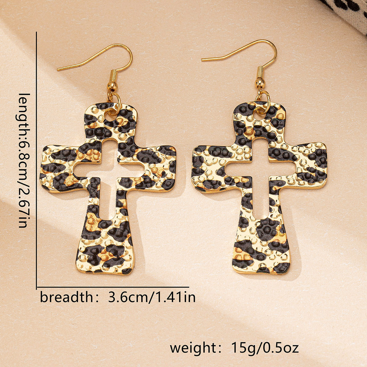 Bold Leopard Print Cross Earrings: Edgy & Stylish!