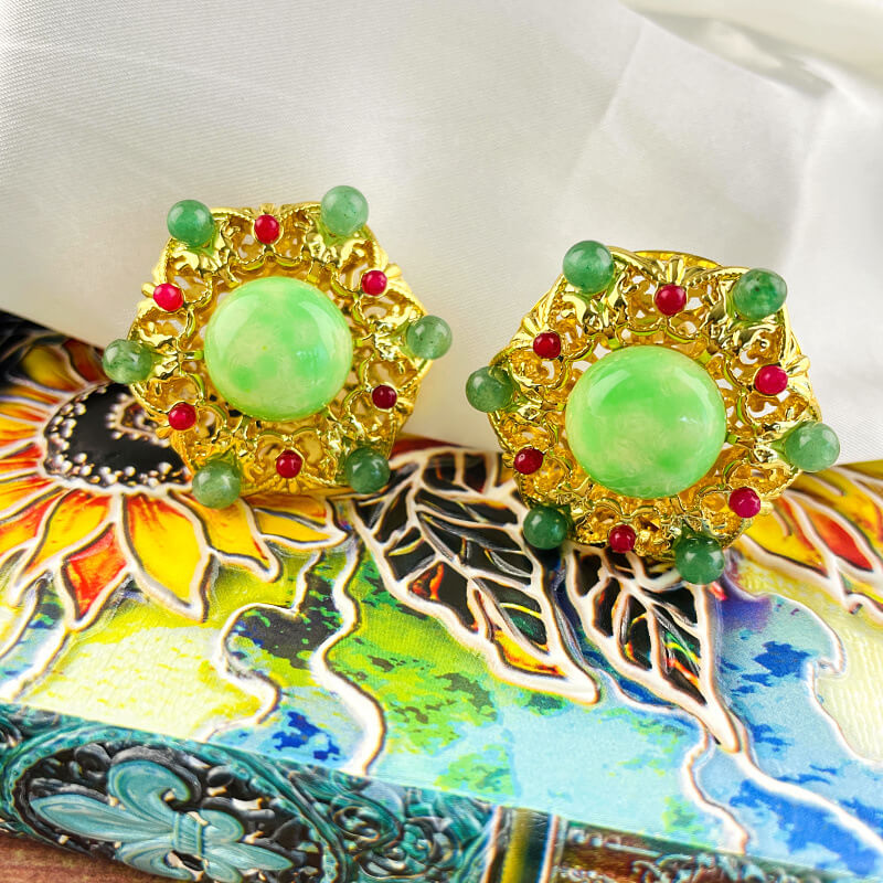 24K Gold Lace Hollow Earrings