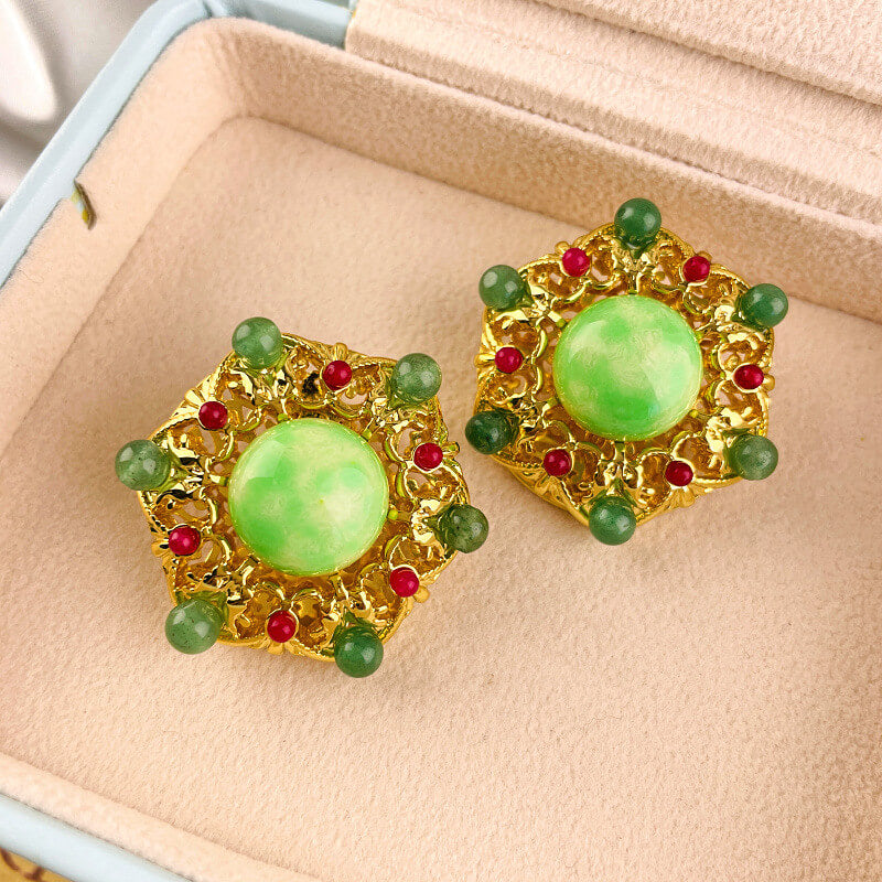 24K Gold Lace Hollow Earrings