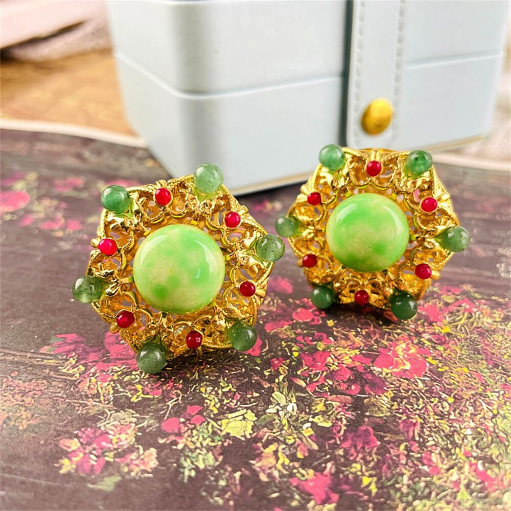 24K Gold Lace Hollow Earrings