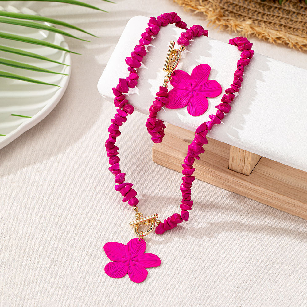 Trendy Beaded Flower Necklace Set: Fun & Funky!