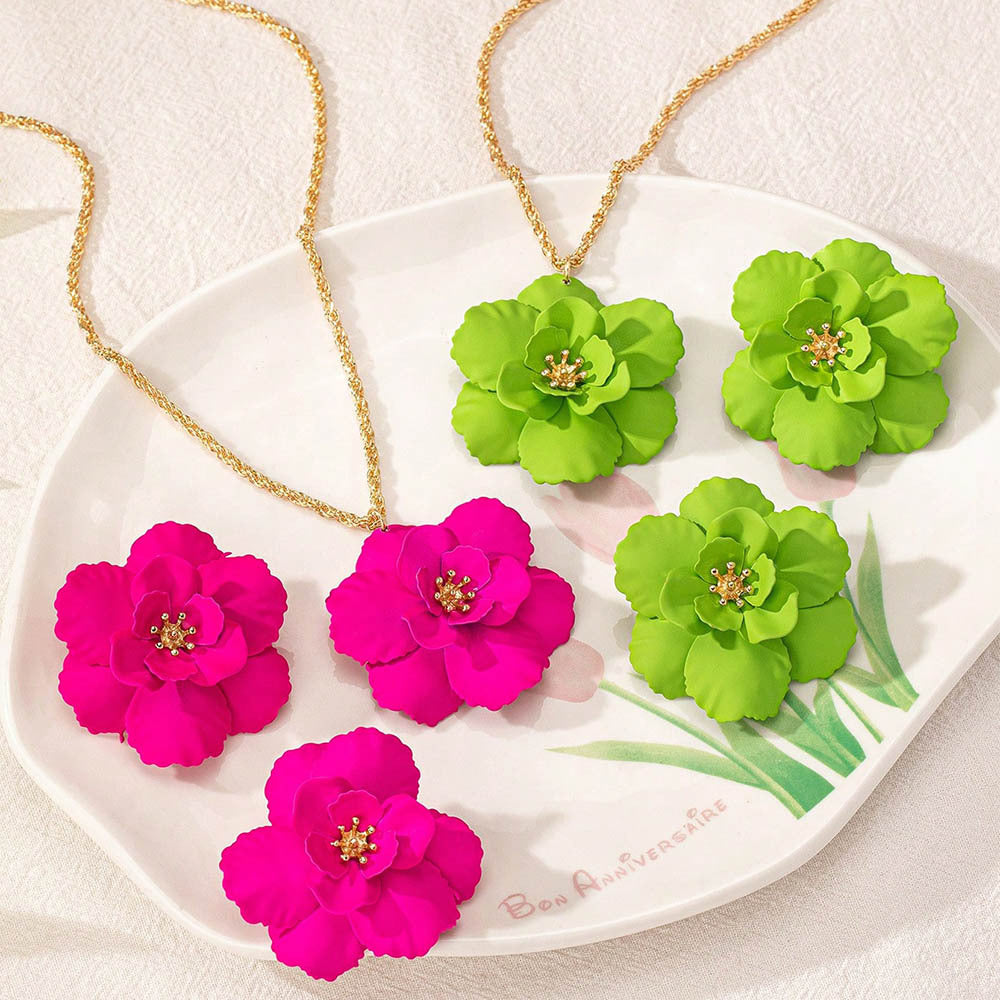 Vibrant Floral Jewelry Set: Fun & Playful Elegance!