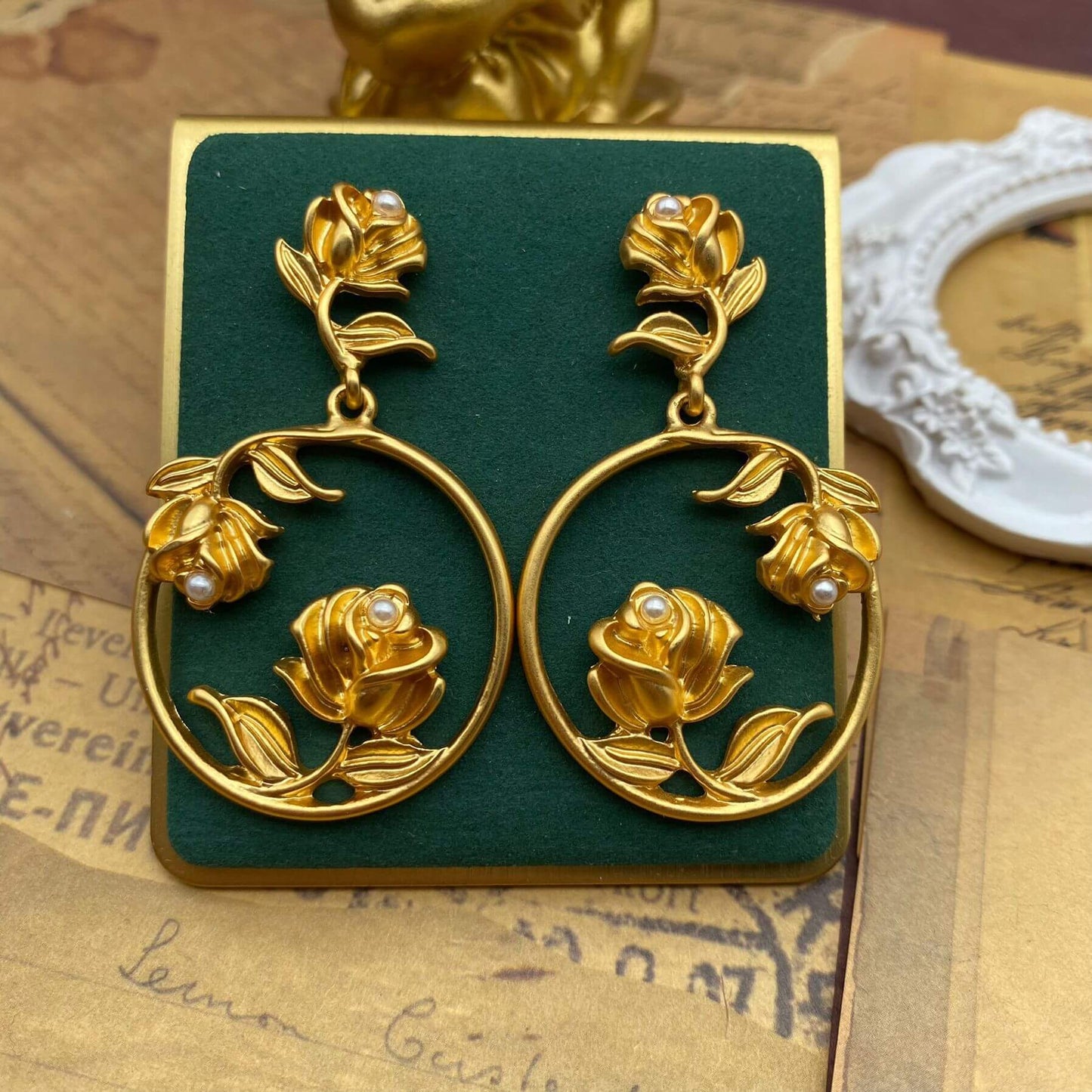 3D Rose Earrings