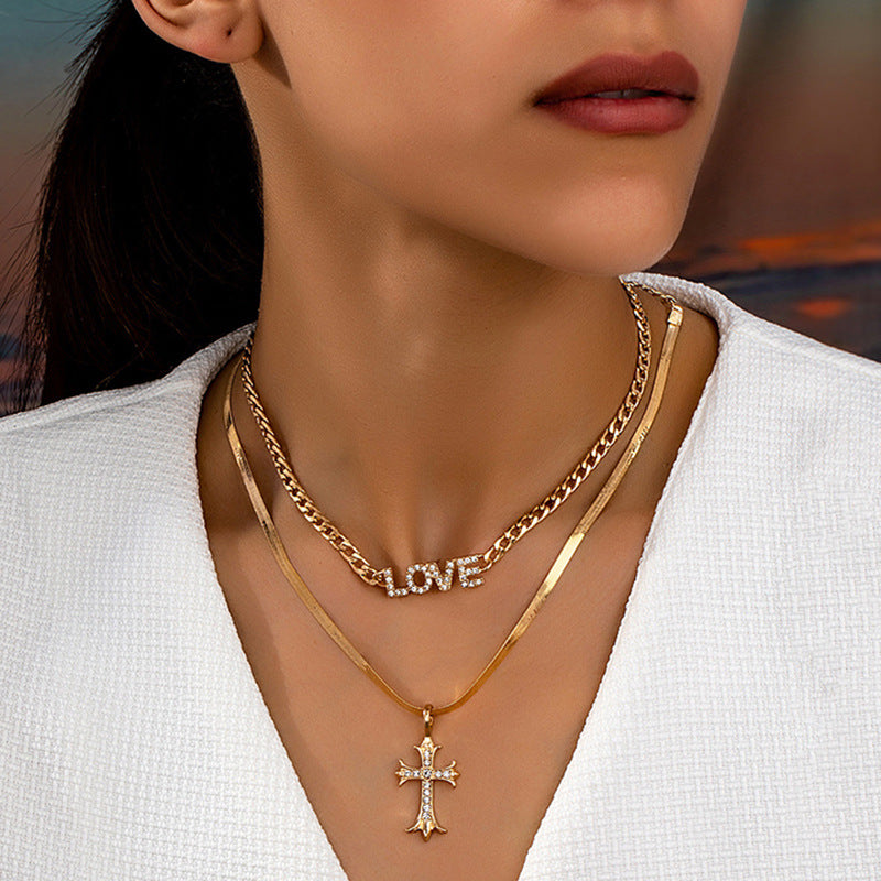 Trendy Layered Necklace Set: Love & Faith Combined!