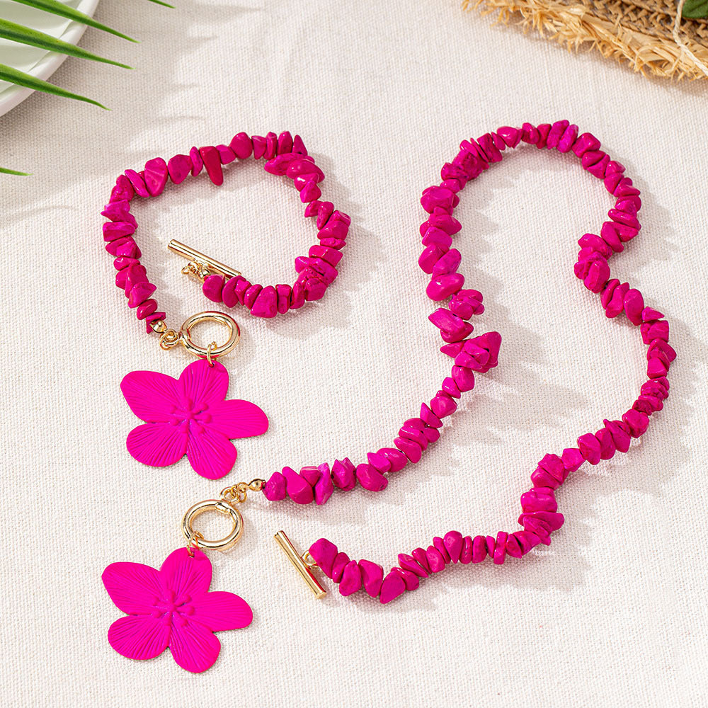 Trendy Beaded Flower Necklace Set: Fun & Funky!