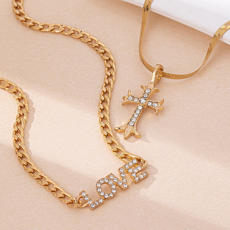 Trendy Layered Necklace Set: Love & Faith Combined!