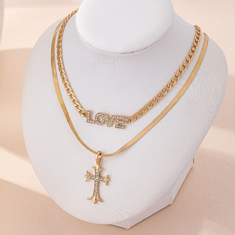 Trendy Layered Necklace Set: Love & Faith Combined!