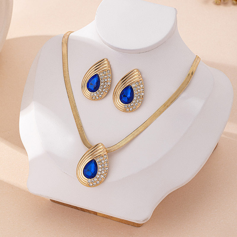 Glamorous Blue Teardrop Jewelry Set: Elegance Redefined!