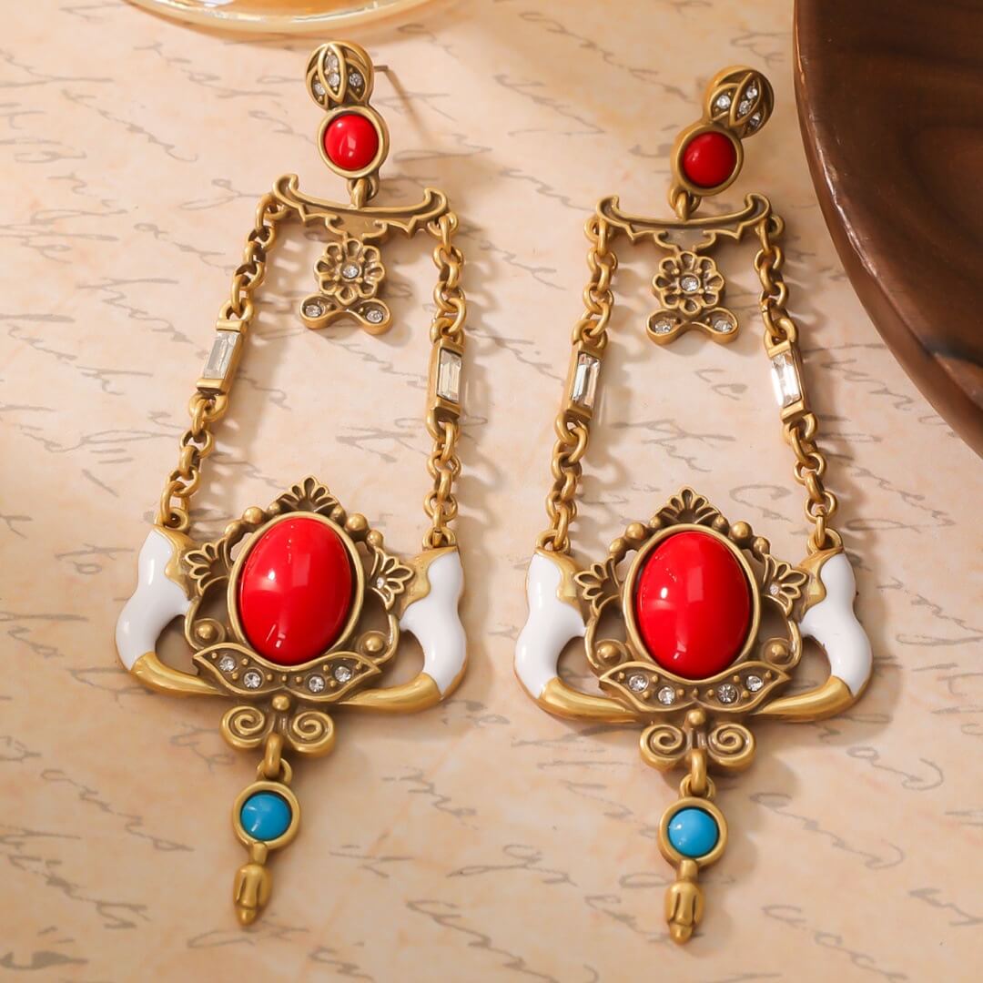Coral Turquoise Earrings