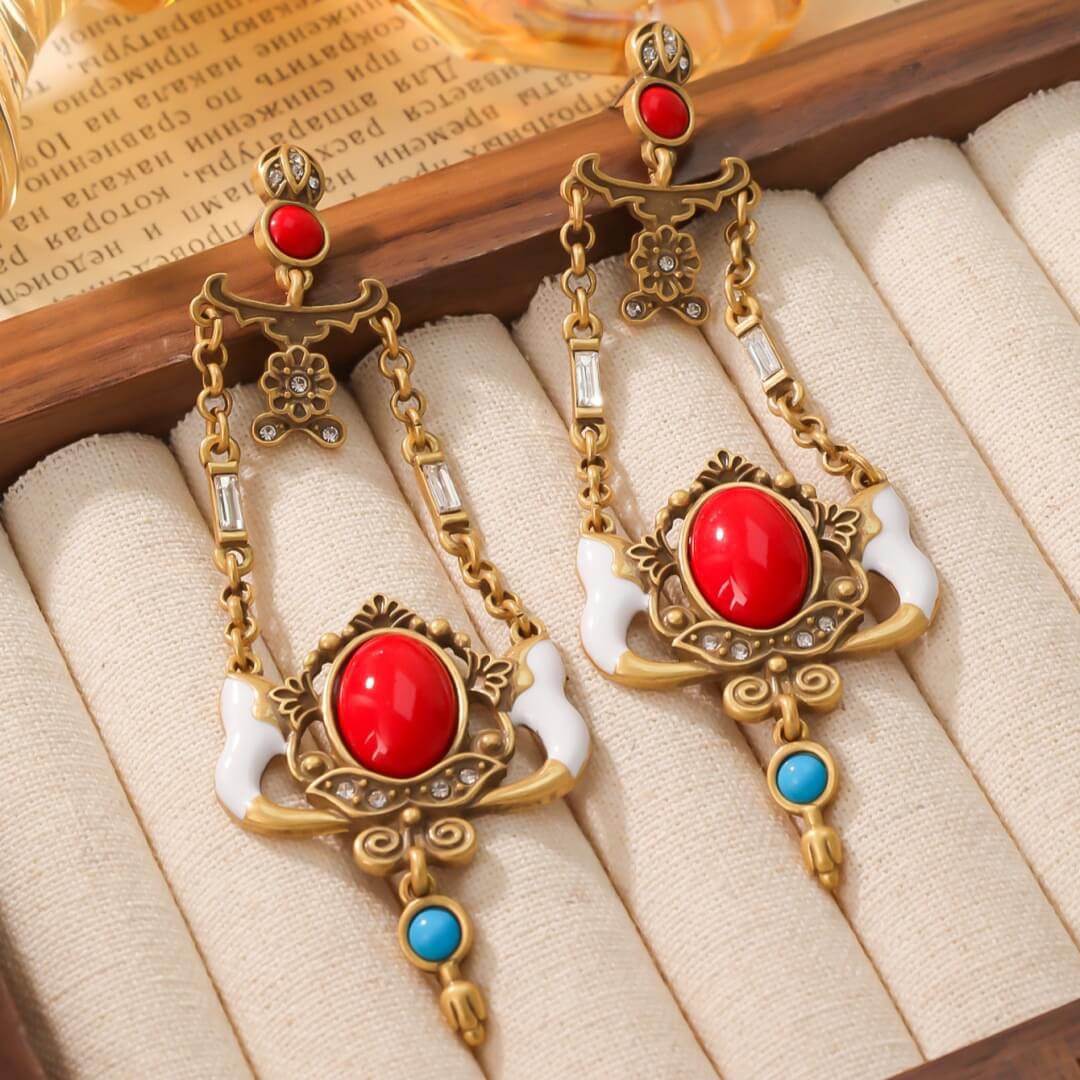 Coral Turquoise Earrings
