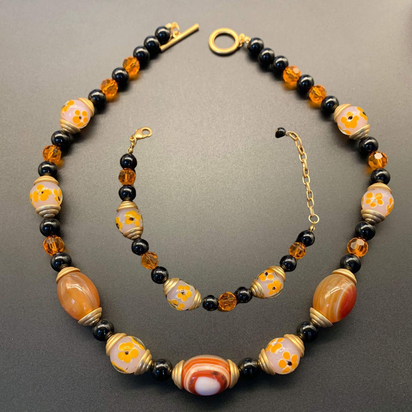 Exquisite Glass Jewelry Set - Necklace and Bracelet(OYG0276)