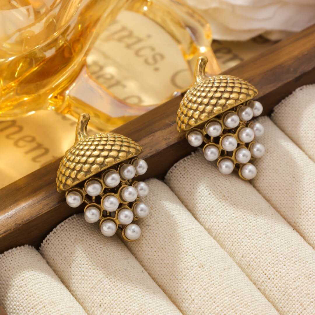 Gold Grape Earrings
