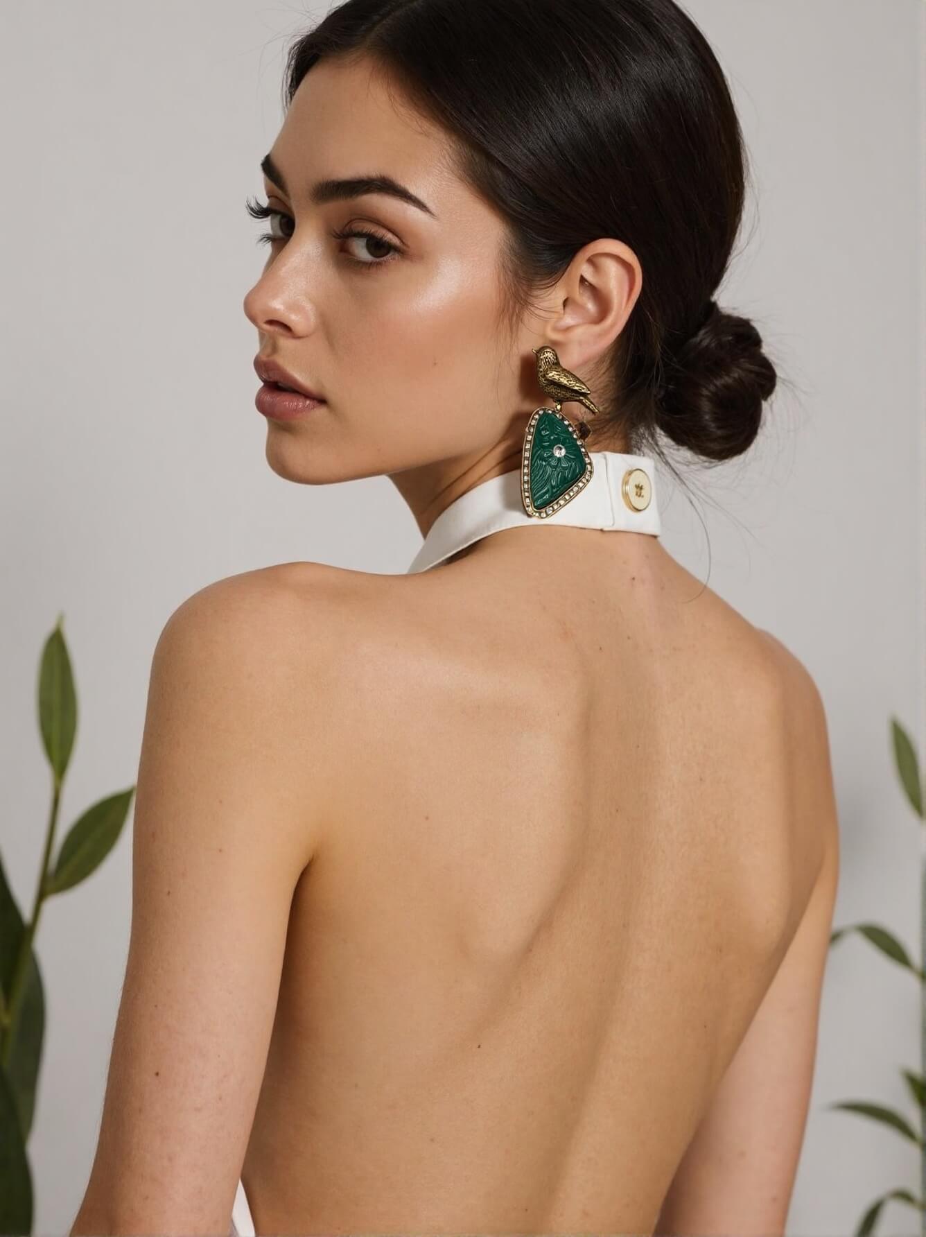 Green Geometric Earrings