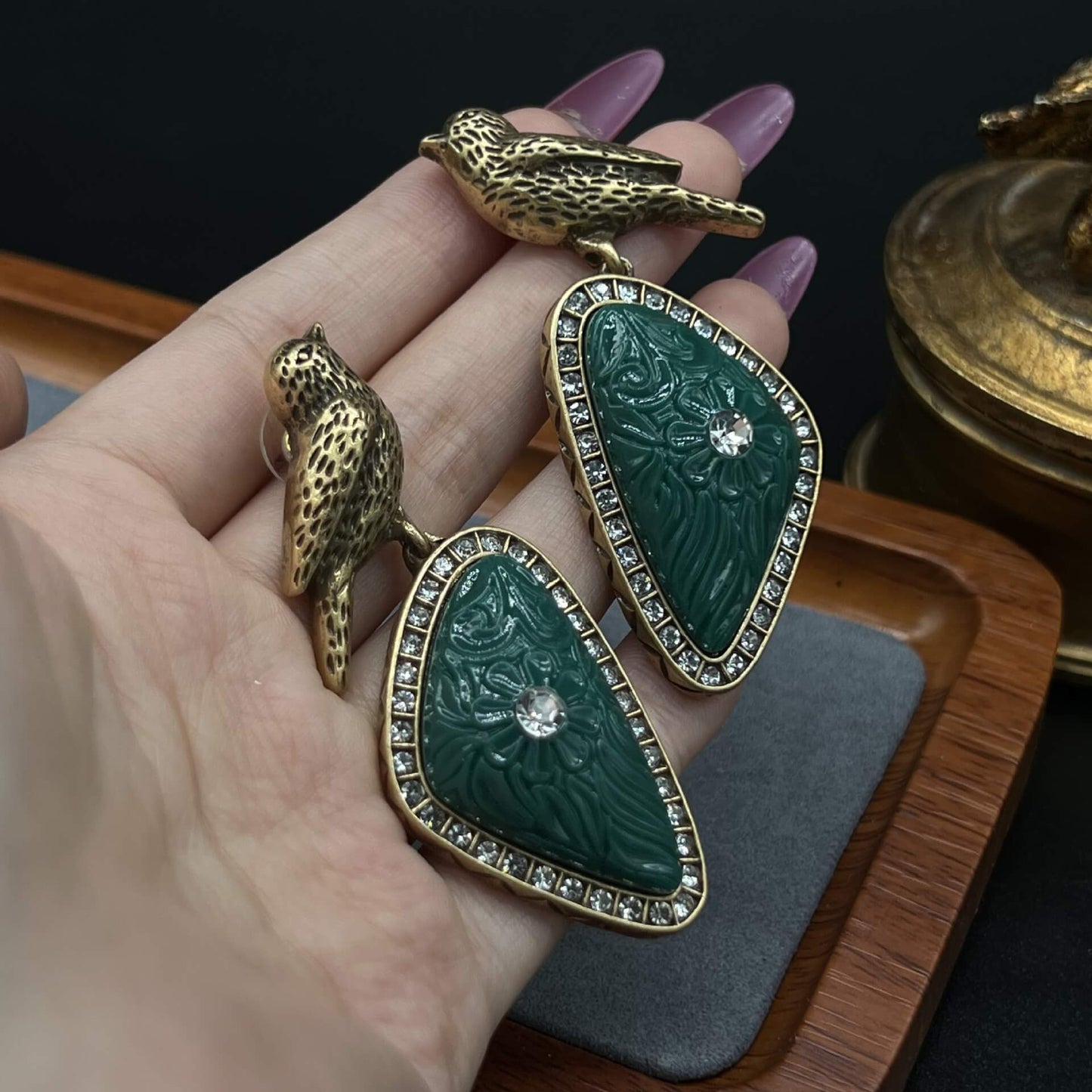 Green Geometric Earrings