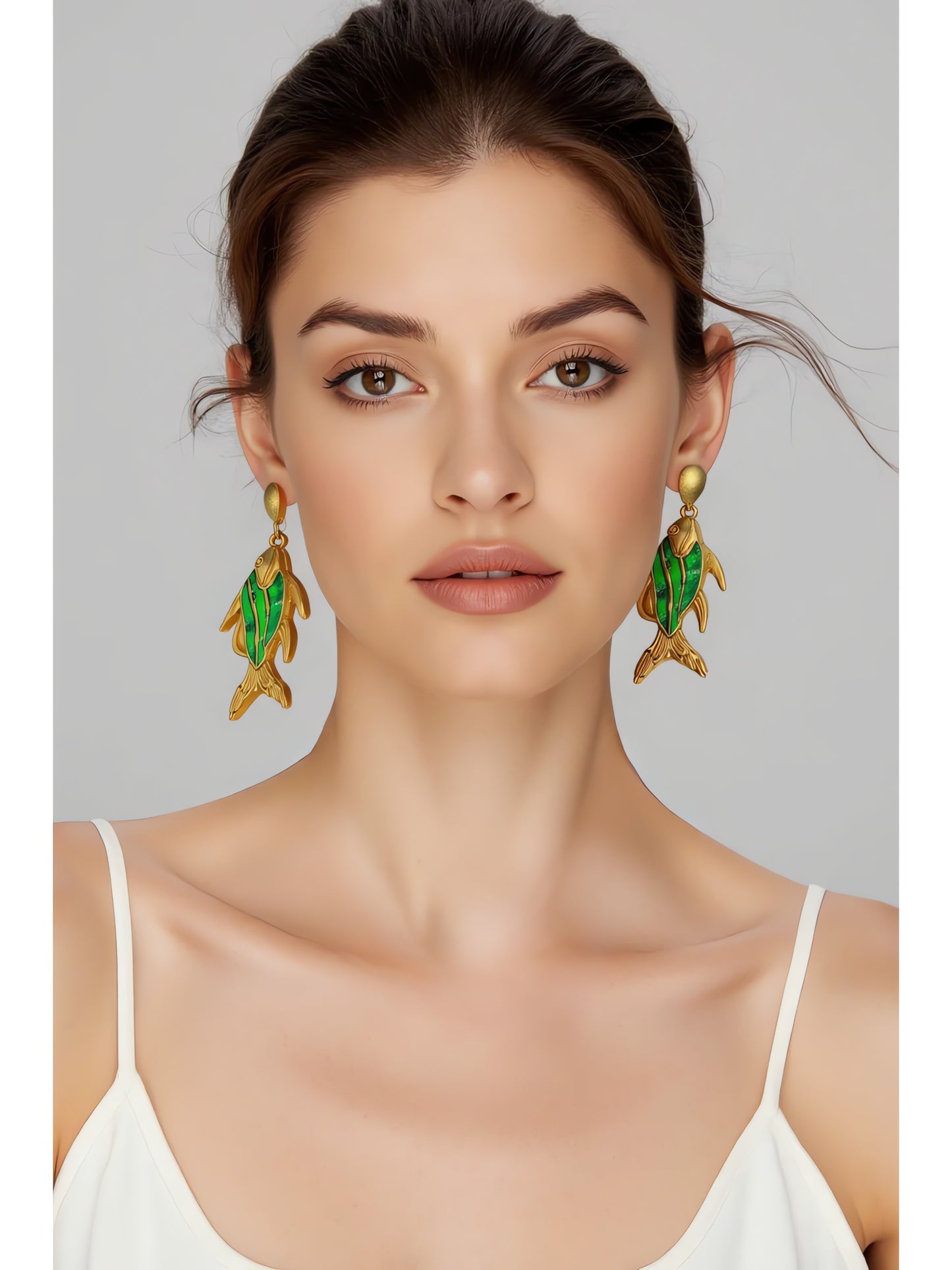 Green Goldfish earrings-E400