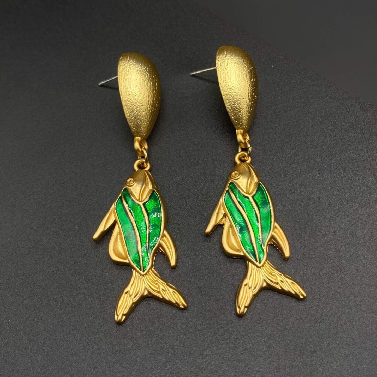 Green Goldfish earrings