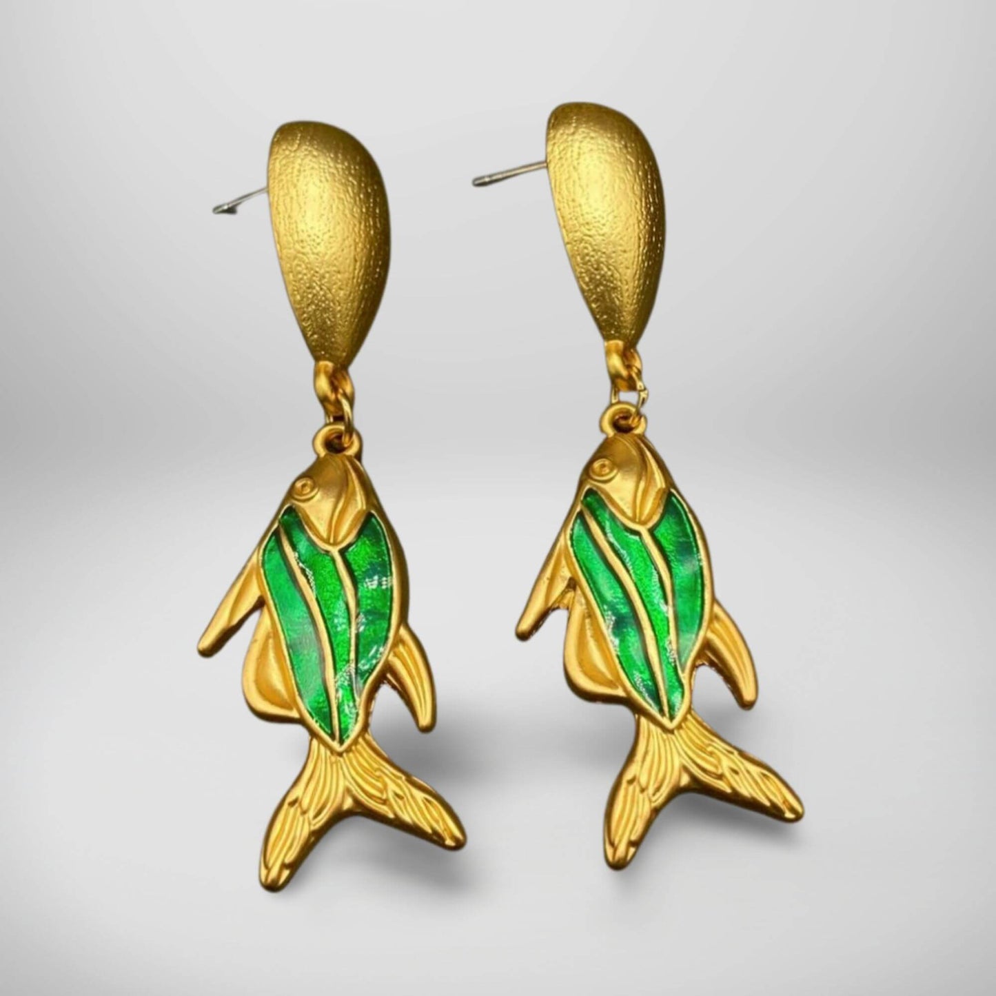 Green Goldfish earrings