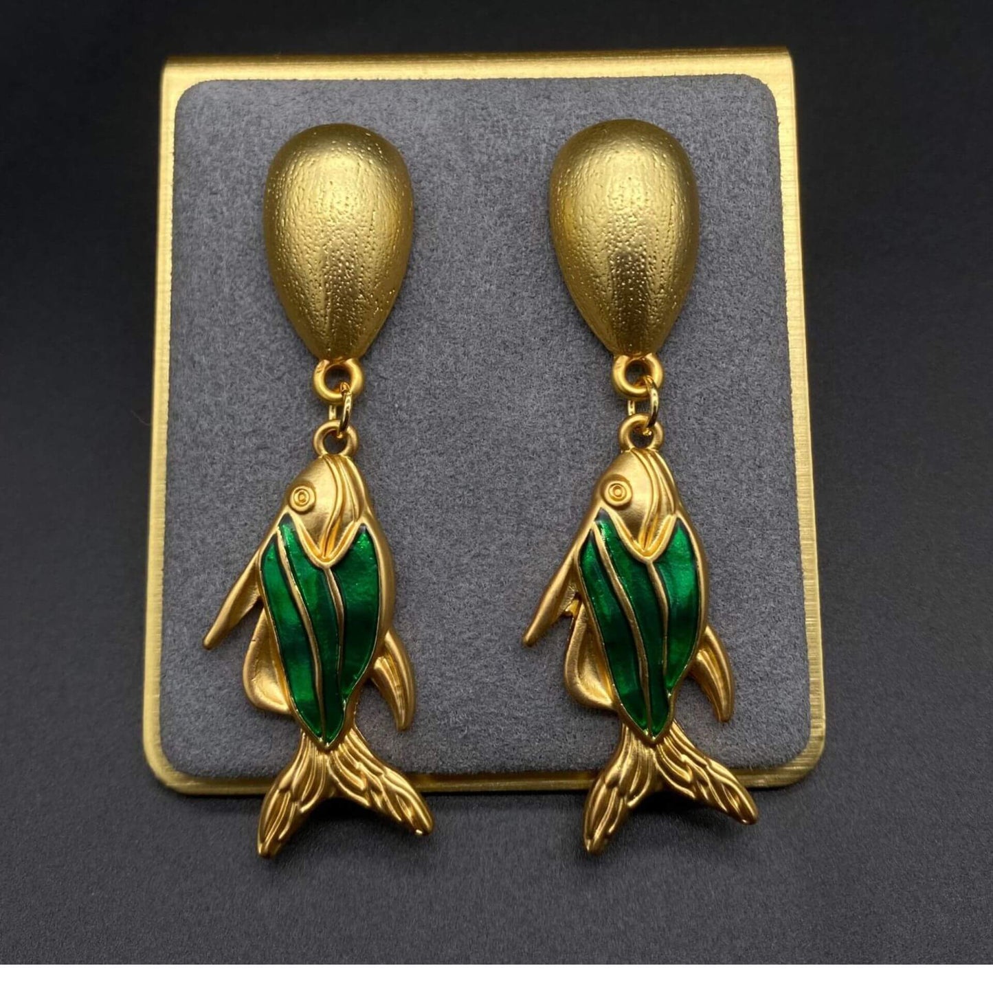 Green Goldfish earrings