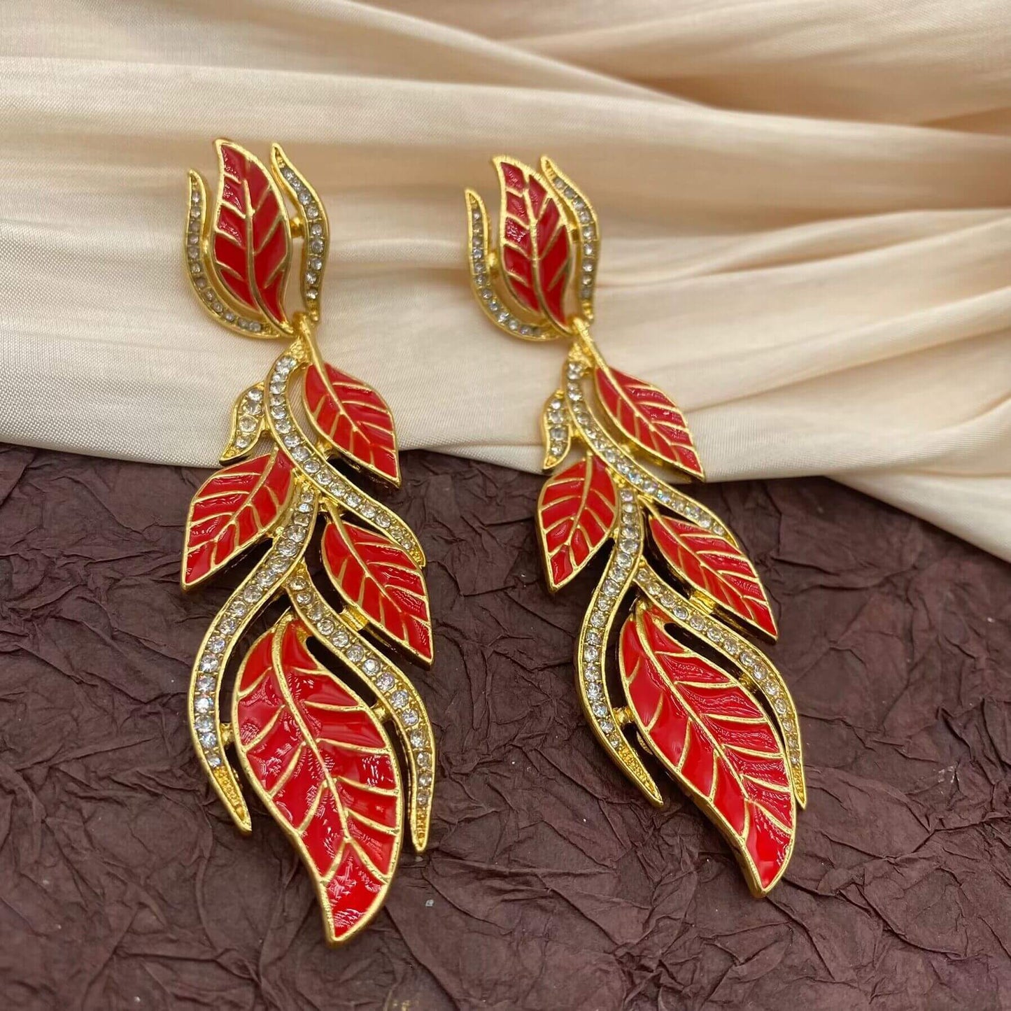 Leaf tassel earrings