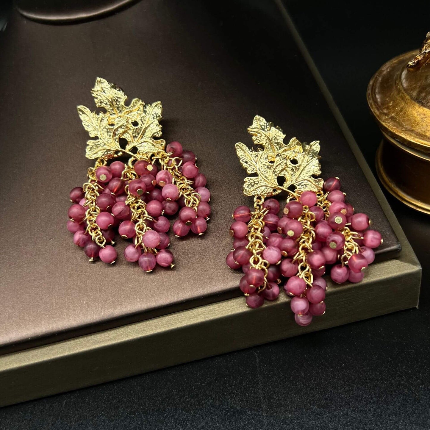 Purple grape earrings