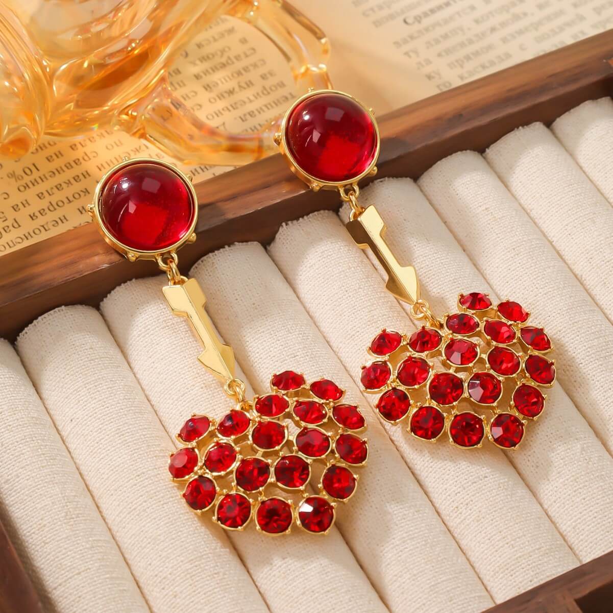 Red heart earrings