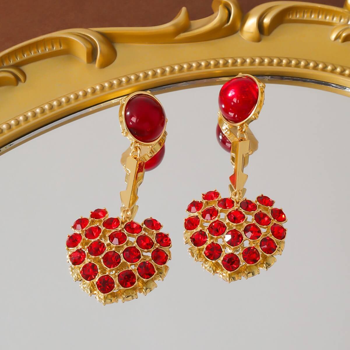 Red heart earrings