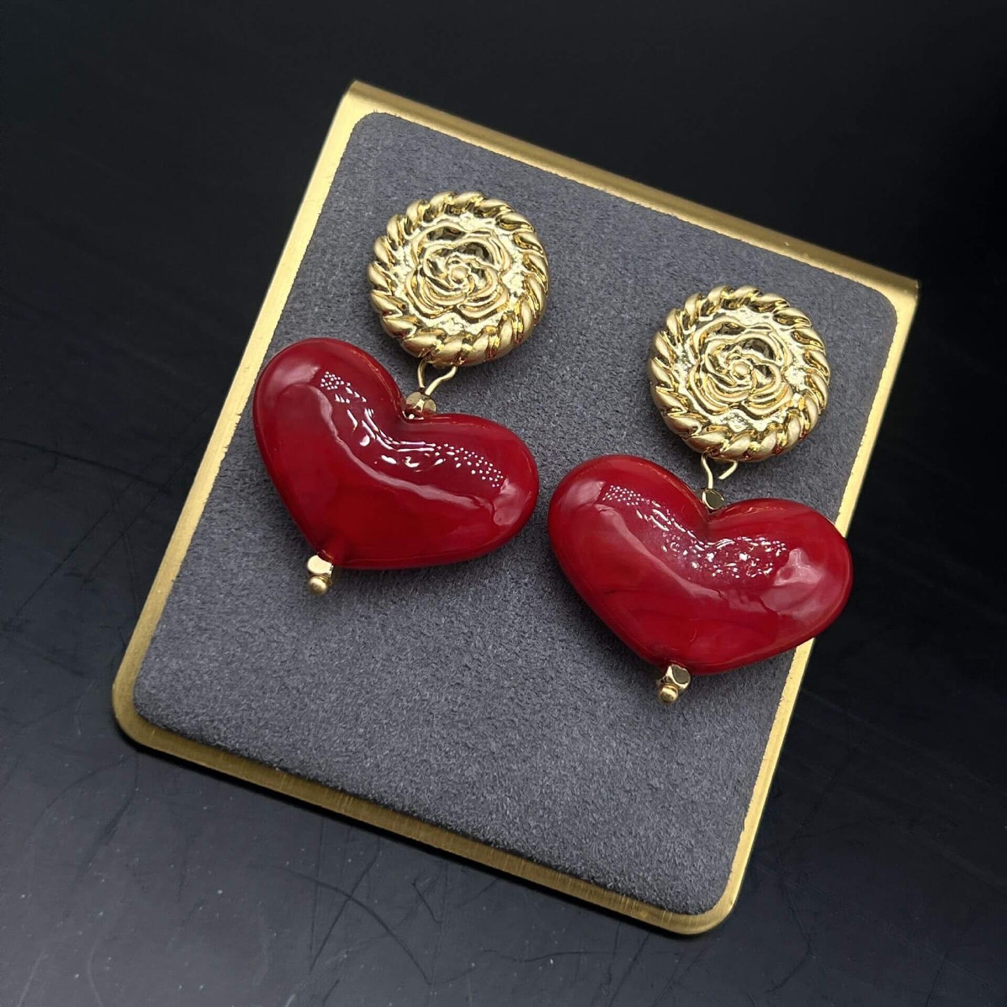 Red heart earrings