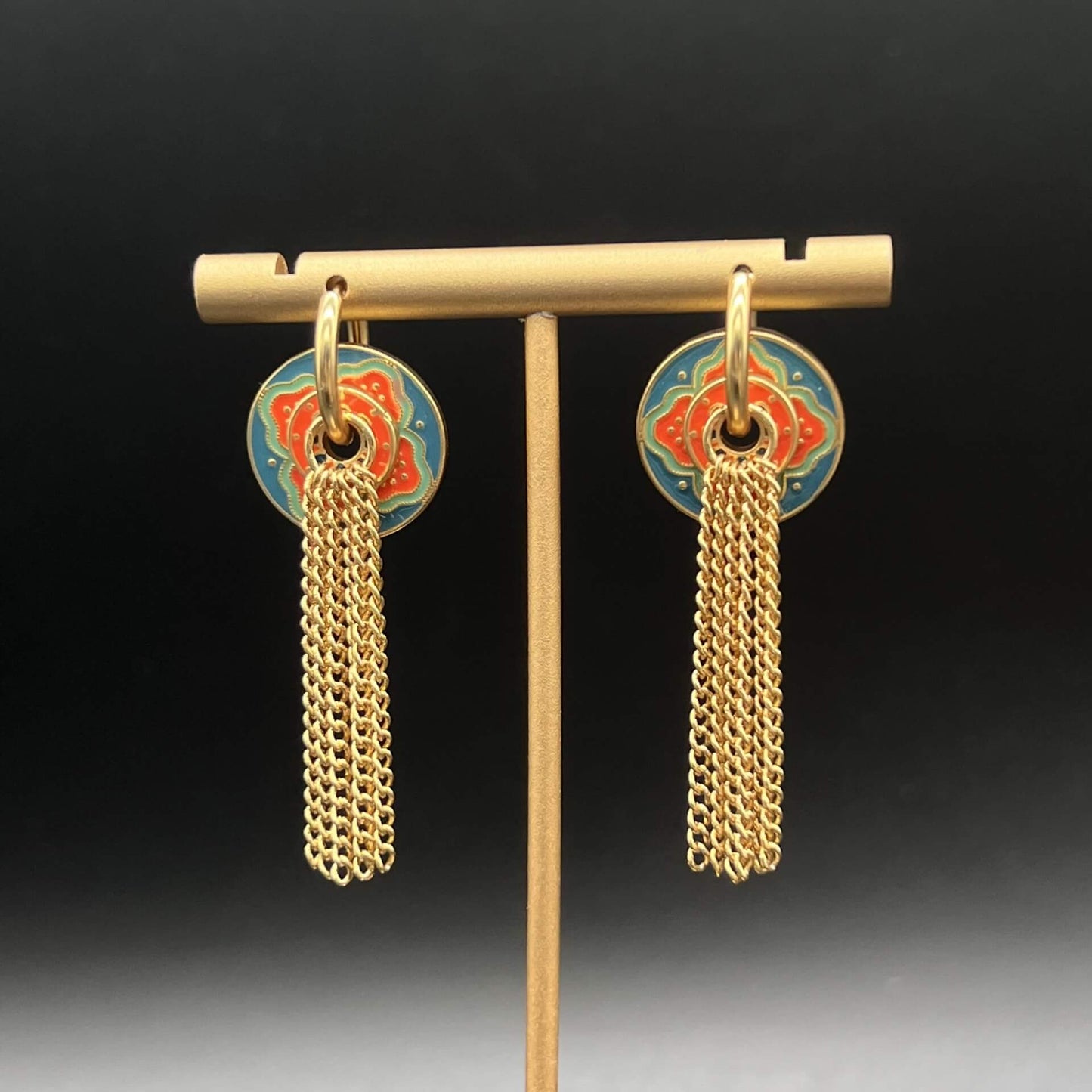Tassel enamel earrings