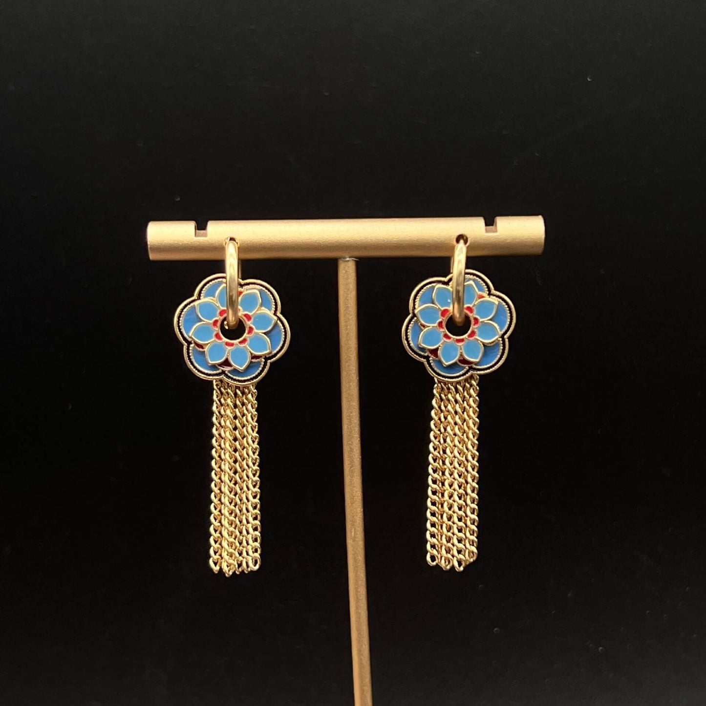 Tassel enamel earrings