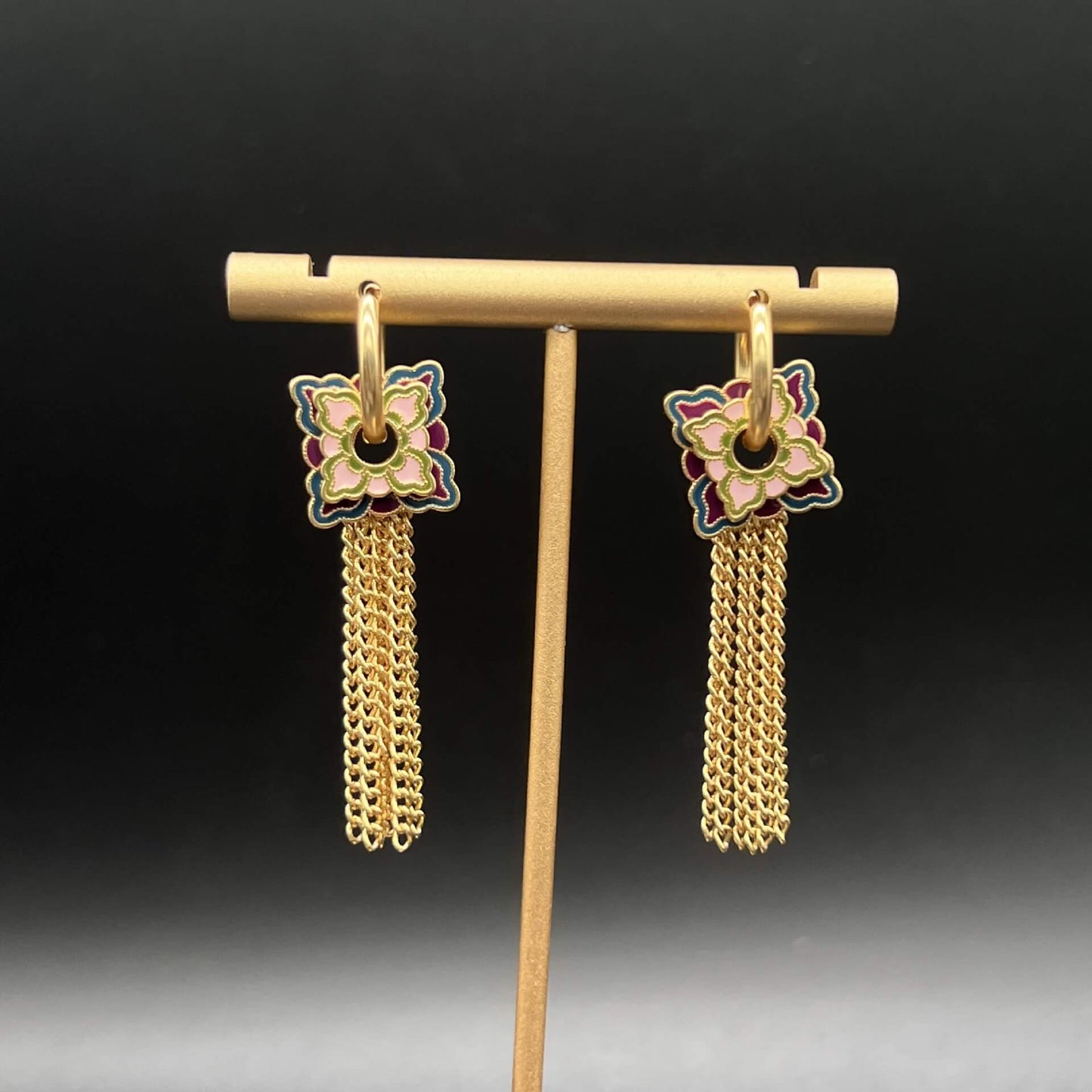 Tassel enamel earrings