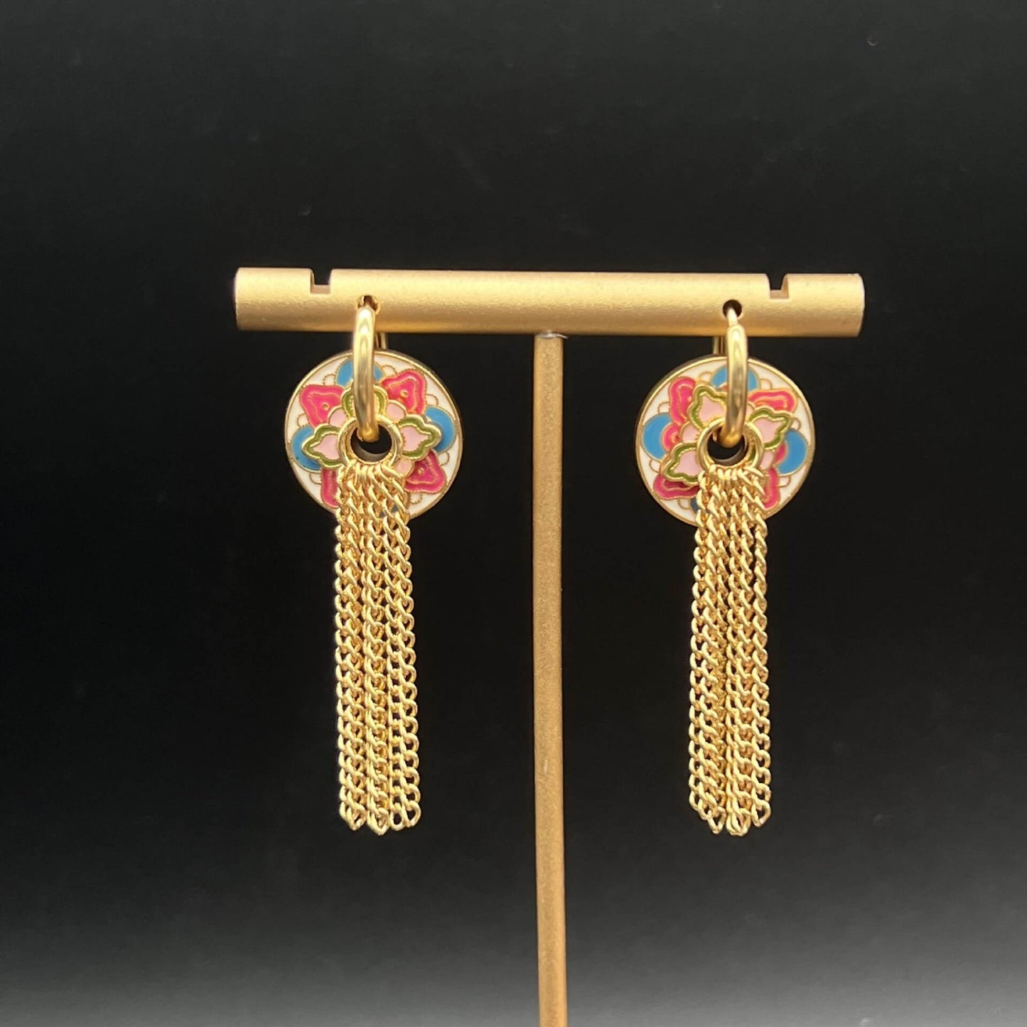 Tassel enamel earrings
