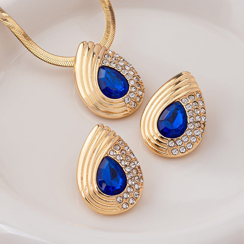 Glamorous Blue Teardrop Jewelry Set: Elegance Redefined!