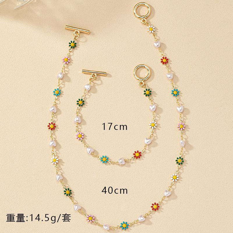 Colorful Flower & Pearl Jewelry Set: Fun & Chic!