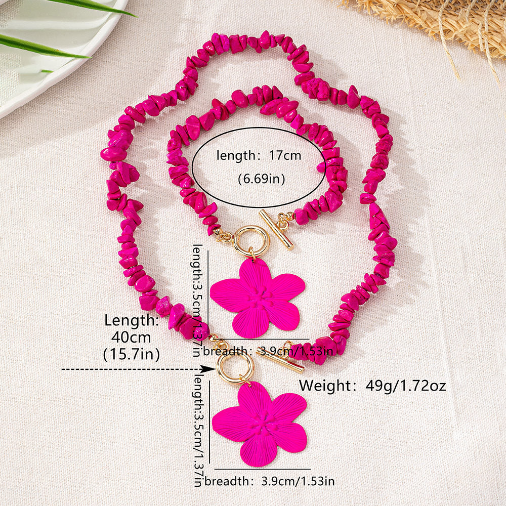 Trendy Beaded Flower Necklace Set: Fun & Funky!