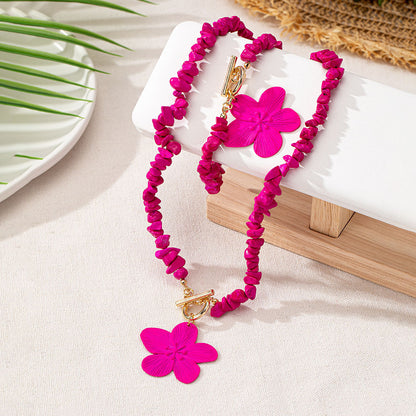 Trendy Beaded Flower Necklace Set: Fun & Funky!