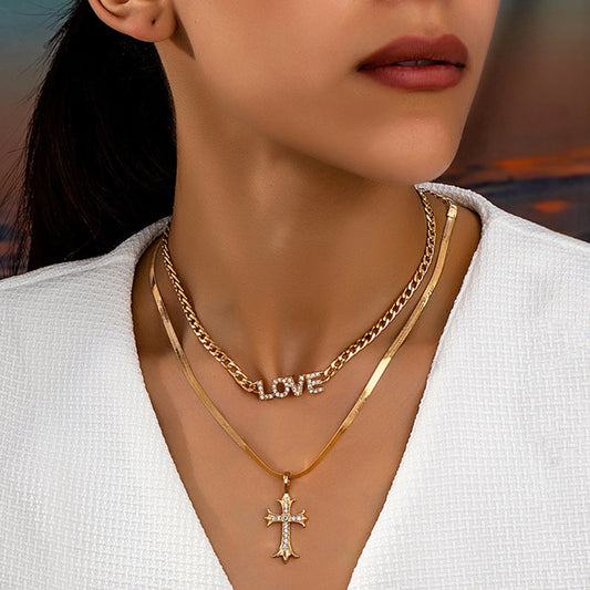 Trendy Layered Necklace Set: Love &amp; Faith Combined!