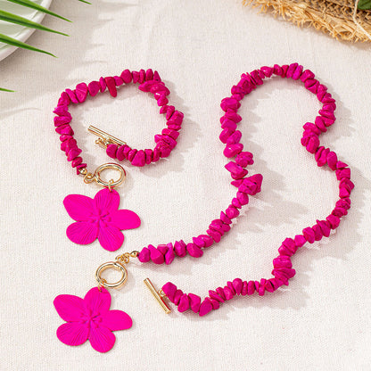Trendy Beaded Flower Necklace Set: Fun & Funky!
