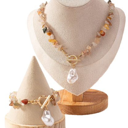 Bohemian Pearl and Stone Jewelry Set: Natural Elegance!