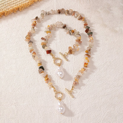 Bohemian Pearl and Stone Jewelry Set: Natural Elegance!