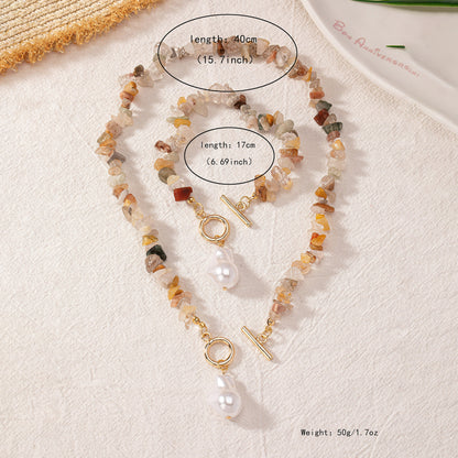 Bohemian Pearl and Stone Jewelry Set: Natural Elegance!