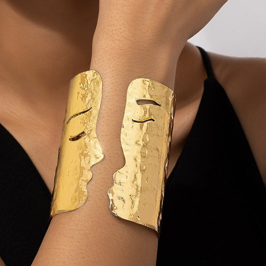 Artistic Face Cuff Bracelet: Bold & Unique!