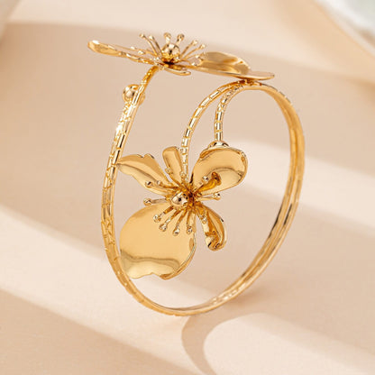Gold Flower Cuff Bracelet
