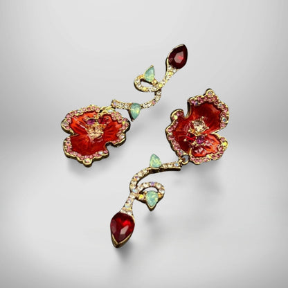 Enamel flower earrings