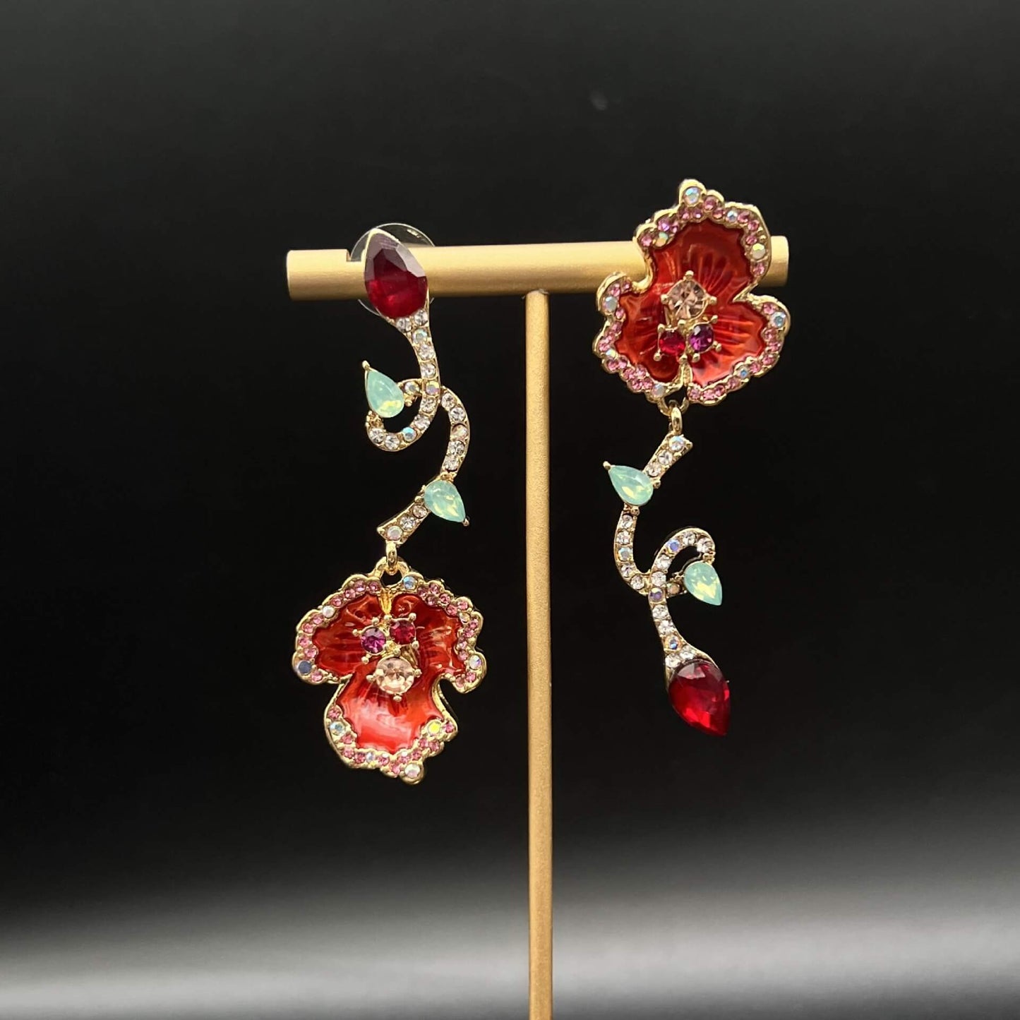 Enamel flower earrings