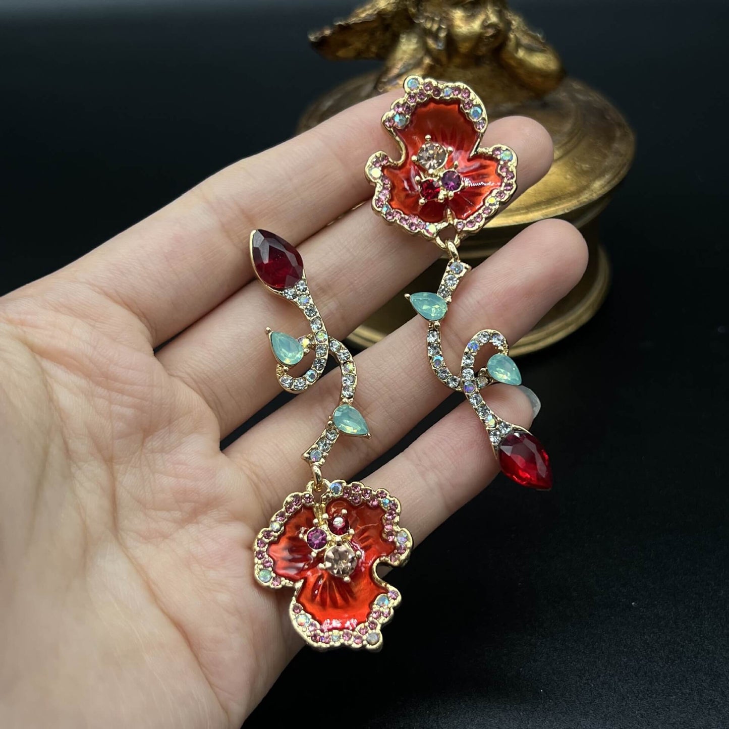 Enamel flower earrings