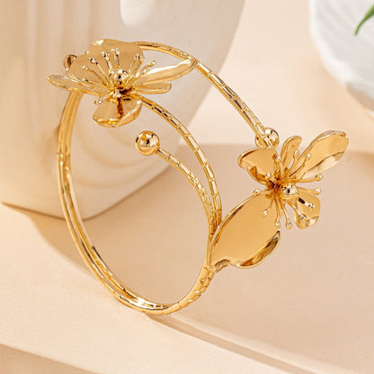 Gold Flower Cuff Bracelet