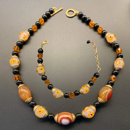 Exquisite Glass Jewelry Set - Necklace and Bracelet(OYG0276)