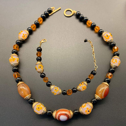 Exquisite Glass Jewelry Set - Necklace and Bracelet(OYG0276)