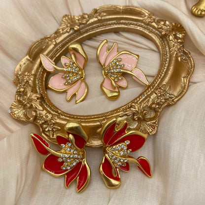 Glaze flower earrings