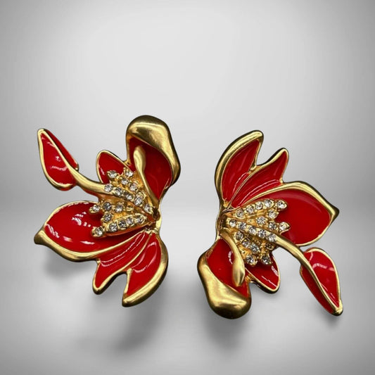 Glaze flower earrings